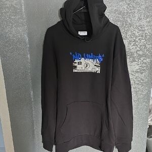 Black Hoodie with Blue Graphic by Left Point